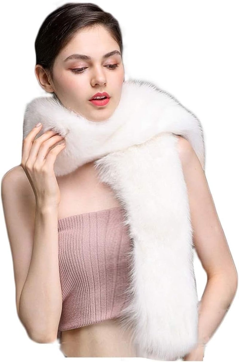 Bettli Women's Men's Extra Large Faux Fox Raccoon Fur Scarf Collar Stole Shawl - Image 1